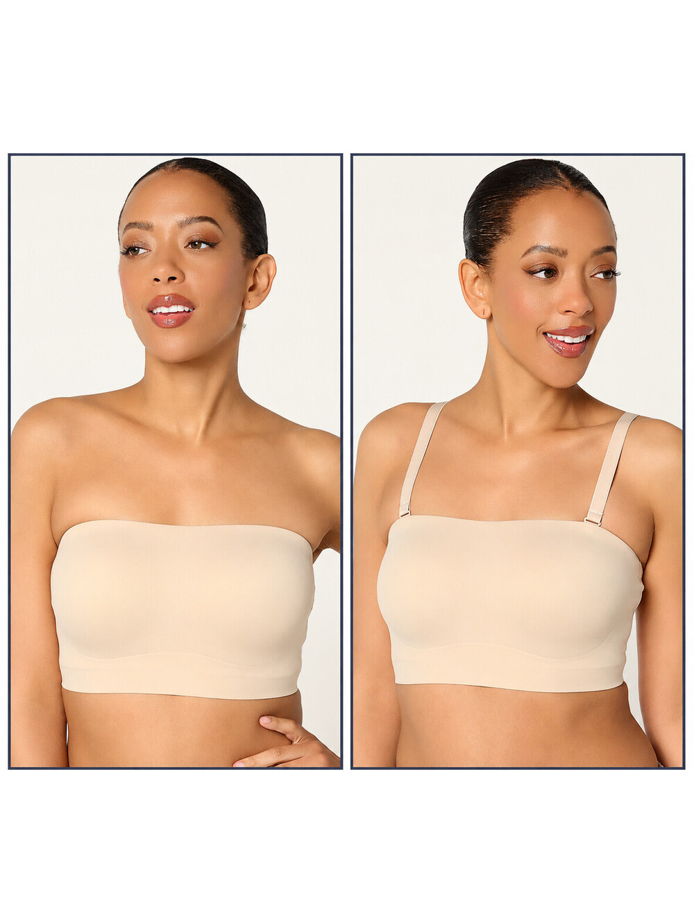 Breezies Bonded Bandeau Bra with Convertible Straps Wireless Beige, Size 1X